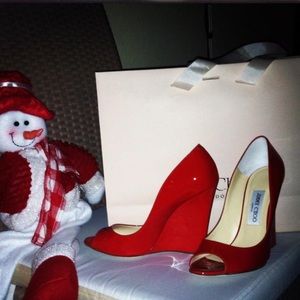 Red Patent leather Jimmy Choo wedges